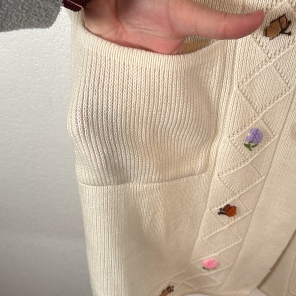 Vintage Knit Fashion Inc. Long Line Big Button Cardigan Floral Butterfly Size XL - Picture 5 of 11